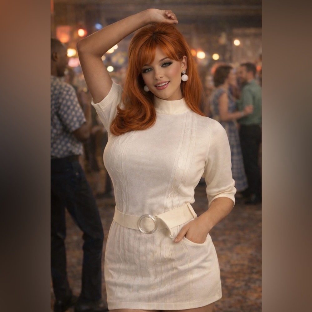 Vintage 60’s- Helen Sue- knit tunic top:micro mini dress with belt